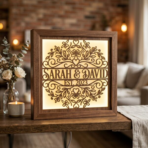 Couple Name Wooden LED Frame