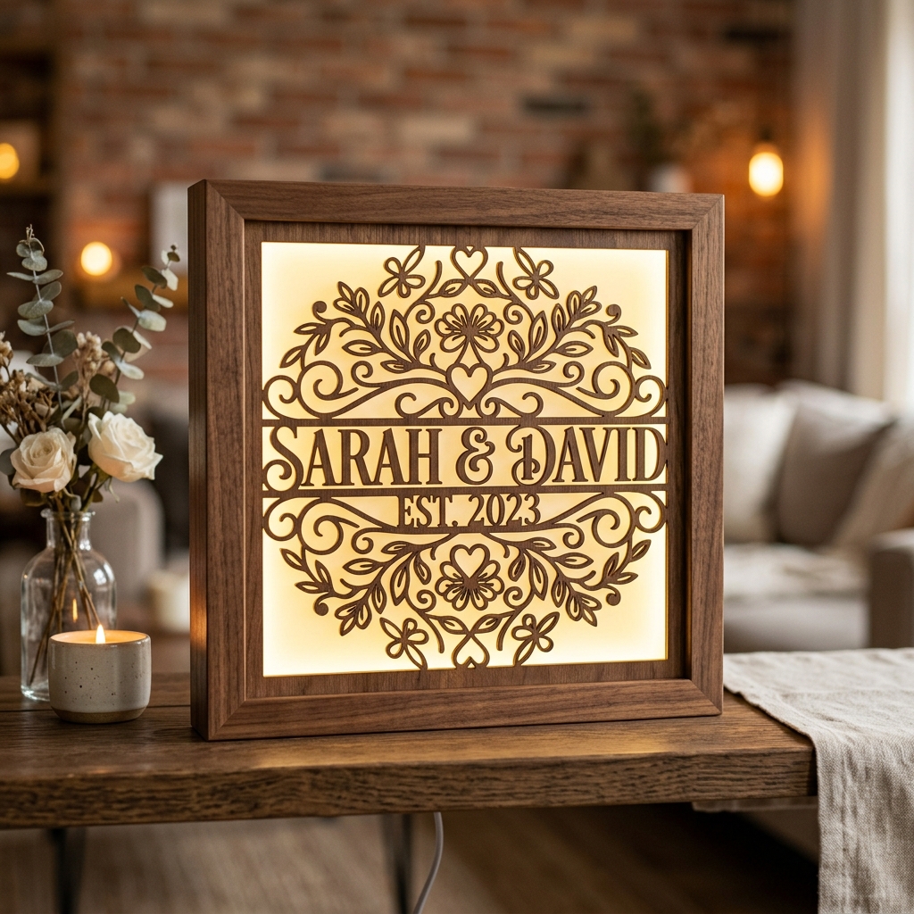 Couple Name Wooden LED Frame
