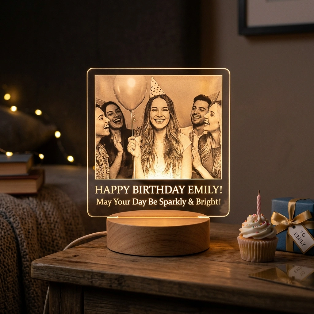 Custom Birthday Photo Night Lamp