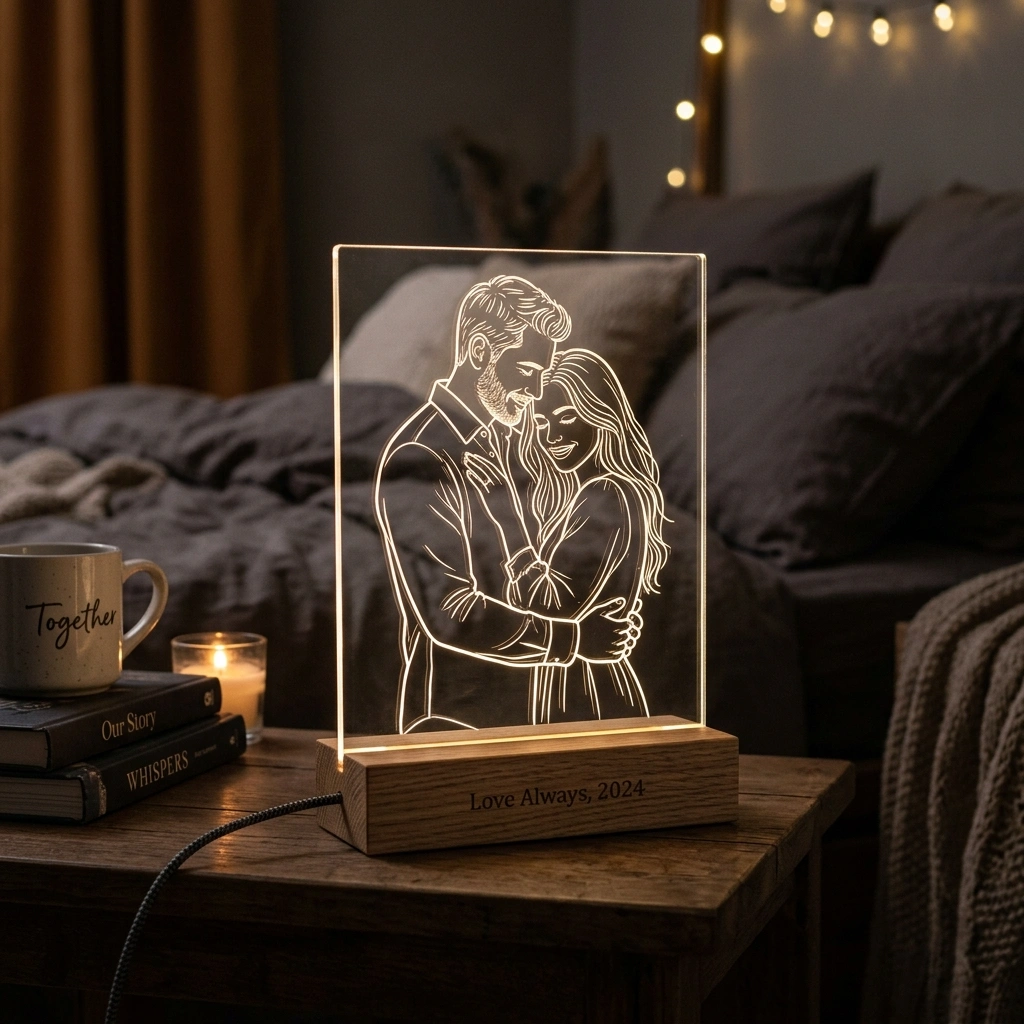 Engraved Acrylic Couple Lamp